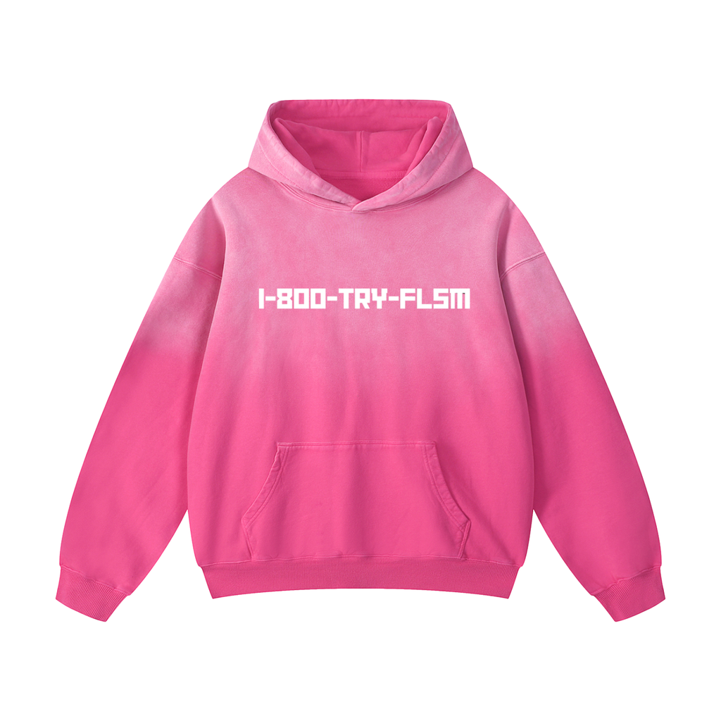 Mens 1-800 Pink Sunfade Hoodie